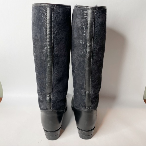 Pajar Black Suede & Leather Snake Print Shearling Fur Lined Winter Boots Size 6 - Picture 8 of 12